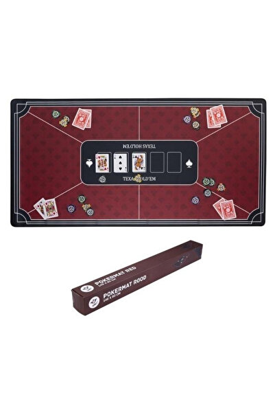 OEM Covor de poker Quint roșu 140x80 cm antiderapant pentru 6 jucători