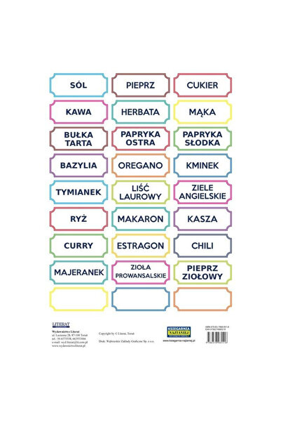 OEM Etichete colorate Literat pentru condimente, set 27 bucăți