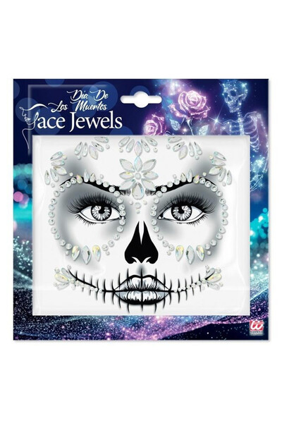 OEM Cristale pentru capul craniei Dia De Los Muertos Widmann set de autocolante