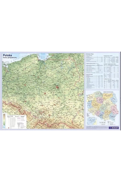 OEM Demart Suport de birou Harta fizica a Poloniei 365x553 mm pe spumă