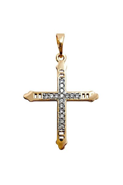 OEM Cruce placata cu aur cu zirconii 28x22 mm Sacru Artistic nuanță 18K