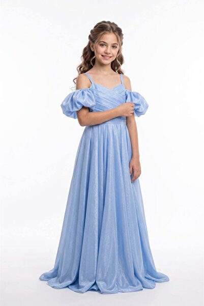 ABİYEKİDS Sparkly Carolin Fabric Flared Children's Evening Dress Graduation G...
