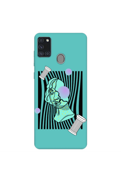Other Samsung A21S Columns Turquoise Colored Silicone TPU Θήκη