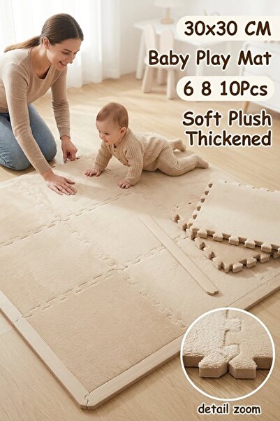 Generic 10Pcs Plush Eva Foam Interlocking Floor Mat Non Slip Washable Thick C...
