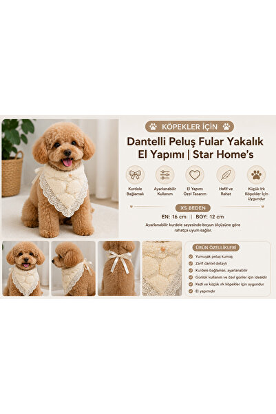 YILDIZ DİJİTAL HOME Dog Scarf Bandana Collar Cat Handmade Lace Adjustable |  ...