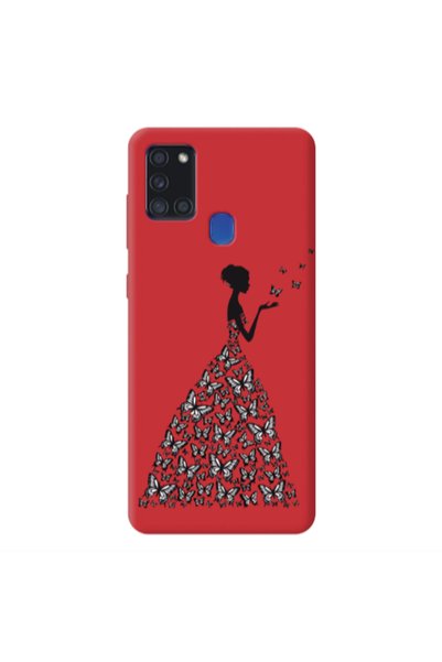 Other Samsung A21S Butterfly Girl Red Colored Silicone TPU Θήκη