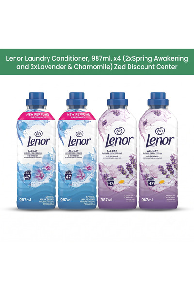 lenor Balsam de rufe, 987ml. x4 (2xSpring Awakening și 2xLavender & Chamomile)