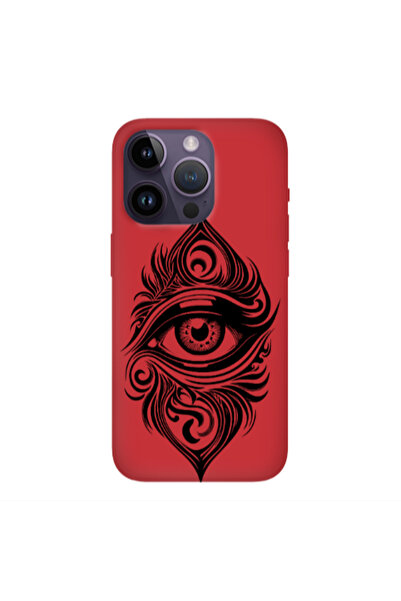 Other Apple iPhone 14 Pro Max Eye patterned drawing Red Colored Silicone TPU ...