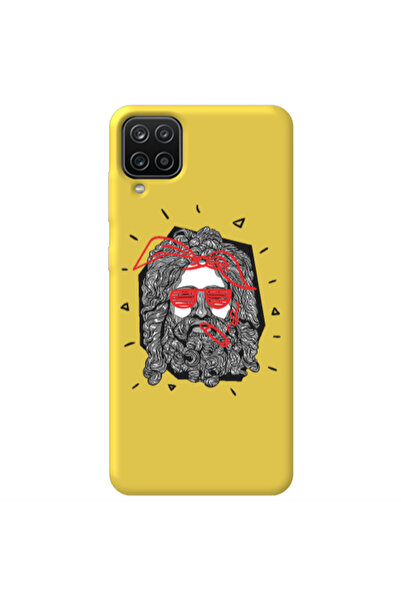 Other Samsung A12 Cool glasses Yellow Colored Silicone TPU Θήκη