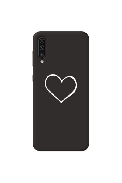Other Samsung A70 White heart Black Colored Silicone TPU Θήκη