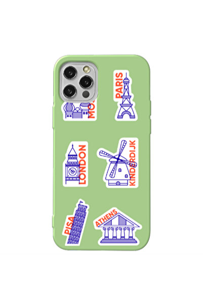 Other Apple iPhone 12 Pro Pisa Athens Light Green Colored Silicone TPU Θήκη