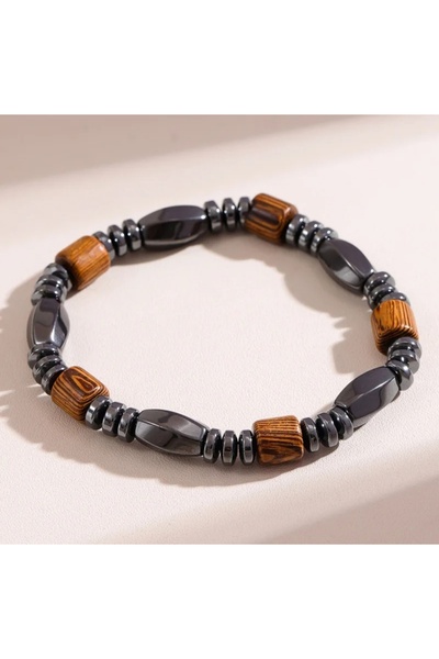 ORGANICYOU Yiwu 8mm Volcanic Stone Bracelet for Men Lava Wooden Beaded Bracel...