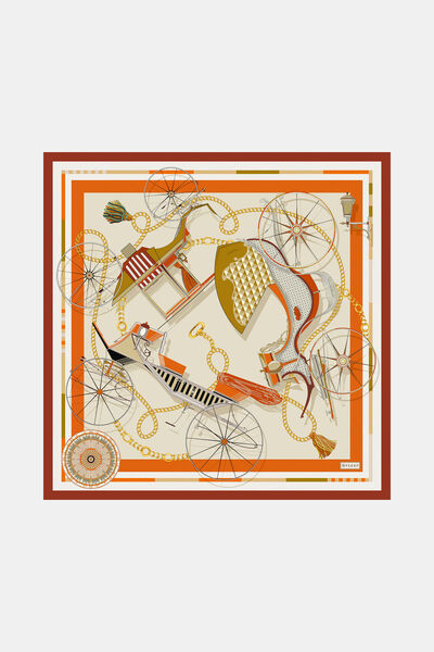 Vakko TURUNCU OBJE DESENLİ TWILL BANDANA