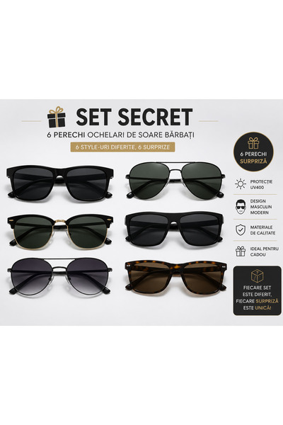 SBR Secret Top Bottom Set of 6 Pairs of Men's Sunglasses UV400 – Surprise Mod...