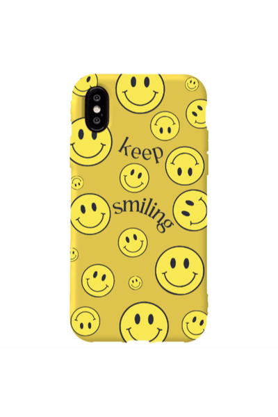 Other Apple iPhone Xs Max Keep Smiling Yellow Colored Silicone TPU Θήκη