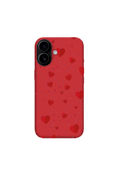 Other Apple Iphone 16 plus Dot hearts Red Colored Silicone TPU Θήκη