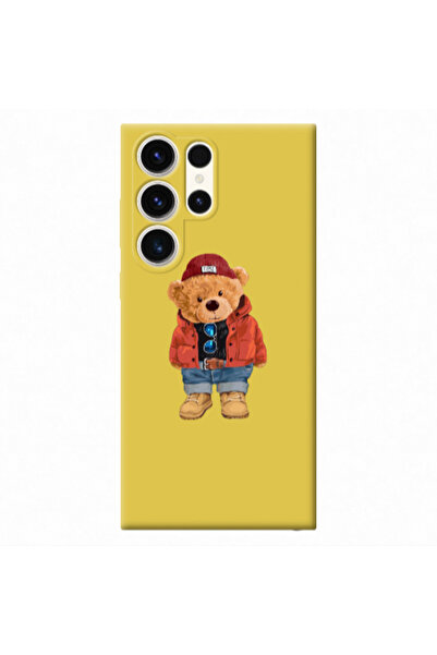 Other Samsung S23 Ultra Bear in a hat Yellow Colored Silicone TPU Θήκη