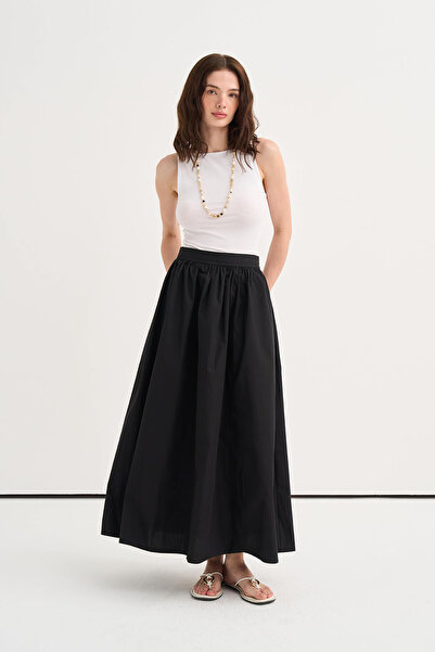VESNA Gathered Detailed Poplin Skirt