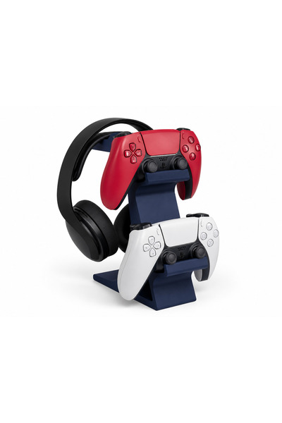 MYE TEKNOLOJİ PS5 Uyumlu Çift Gamepad ve Kulaklık Standı – 2’li Kol Tutucu Ma...