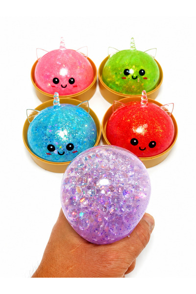 Squishy Minge Unicorn cu Gel și Mărgele – Jucărie Antistres Senzorială, Model...