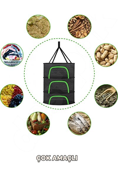 Global Ersat Drying Net 3 Layers - Practical Zippered - Sturdy Interlocking Hanger Apparatus - Fruit Vegetable Dryer