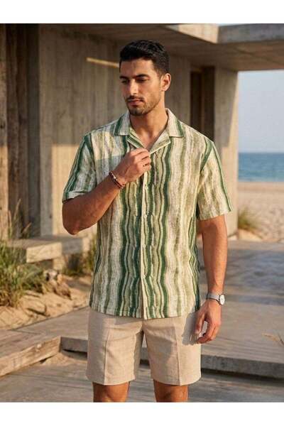 hikes Men’s Premium Striped Shirt , Lightweight Breathable Summer Casual Shirt