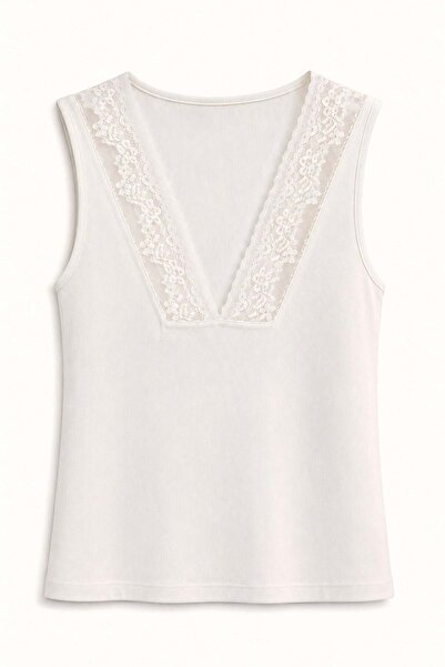 elif teke V Lace Athlete Blouse Ecru