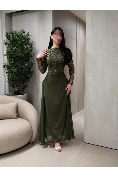 led style Luxury Beaded Embroidery Evening Dress and Elegant Floor-Length Gown