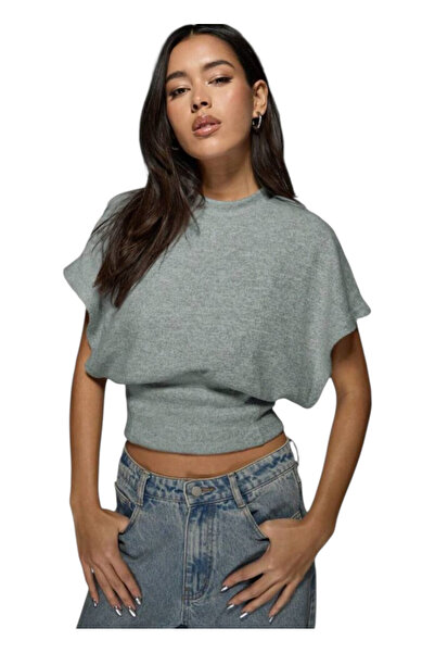 OEM Tricou scurt, larg, tricotat, gri, XS