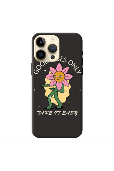 Other Apple iPhone 13 Pro Max Good Vibes Only Black Colored Silicone TPU Θήκη