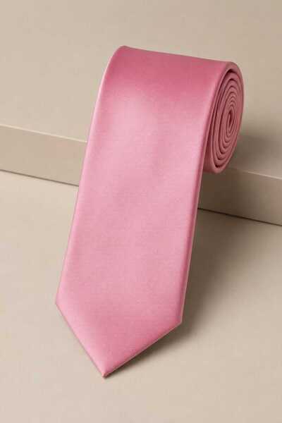 Çıkrık Pink Satin Tie & Handkerchief Set