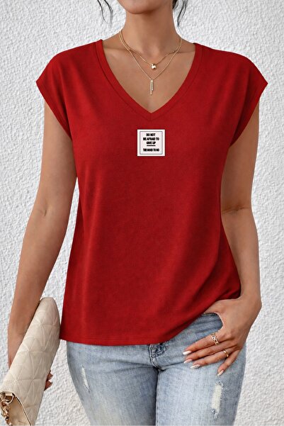 Deocept Women's Minimal Printed Sleeveless Regular Fit Comfortable T-Shirt