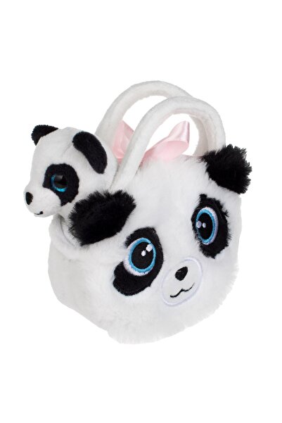 Z Store Cute Mini Plush Panda in White Bag with Pink Ribbon, 11cm