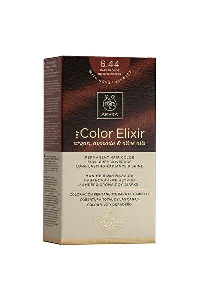 Apivita My Color Elixir Μόνιμη Βαφή Μαλλιών N6.44 Σκούρο Ξανθό Έντονο Χαλκού