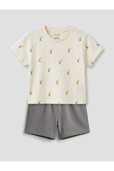 LC Waikiki Lcw Baby Ecru Cactus Printed Baby Boy Set