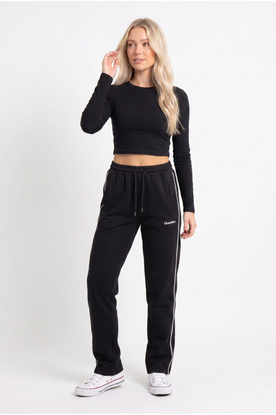 TKT Women's Black Color Sweatpants with Double Piping on the Sides, Comfortab...