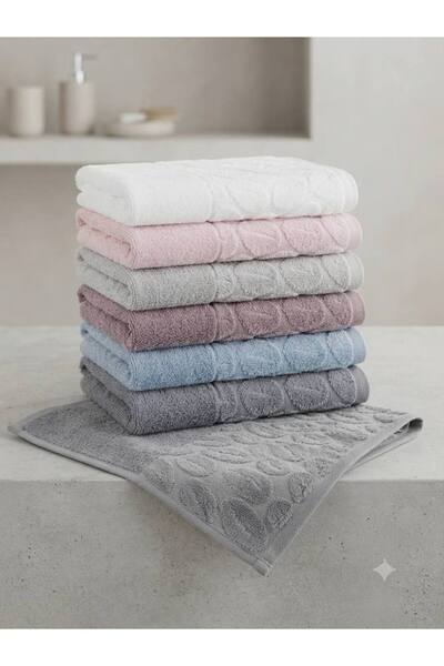 ŞENER HOME 6-Pack Bade Partial Velvet Hand & Face Towels 50X90Cm.