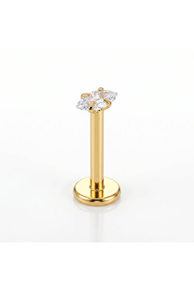 Karaşah Markiz Zirkon 3mm x 6mm x 1.2mm Altın Labret Piercing