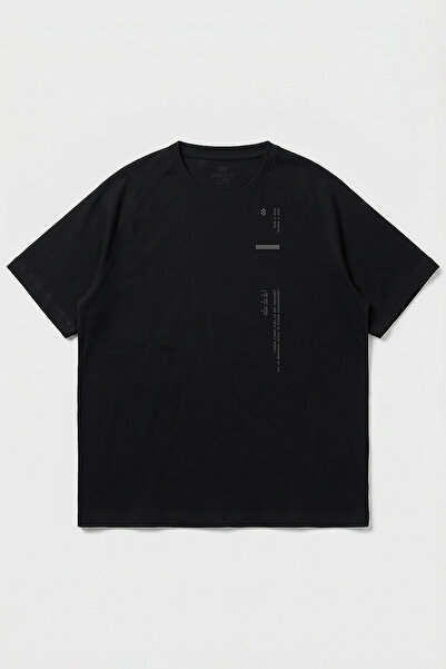 TOMMY LIFE Black Printed Oversized Short Sleeve Men's T-Shirt - 88465