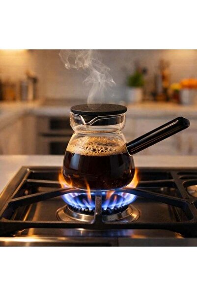 Generic Heat-resistant glass coffee pot 10 cm glass kettle with handle and bl...