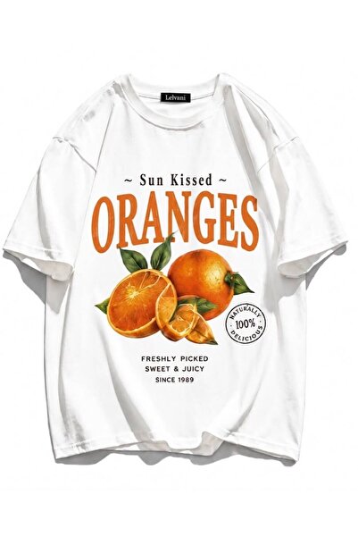 LELVANİ Sun Kissed Oranges Freshly Juicy Orange Printed T-Shirt