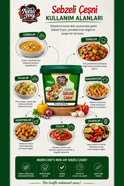 Chefs New Joy Sebzeli Çeşni 750 G x 8 Adet - 1 Koli (Koli Bazlı Avantaj Paketi)