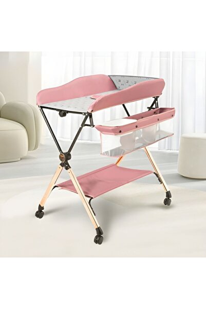 Ominii Foldable, Diaper Changing Table, 5 Levels of Height Adjustment, Wheels...