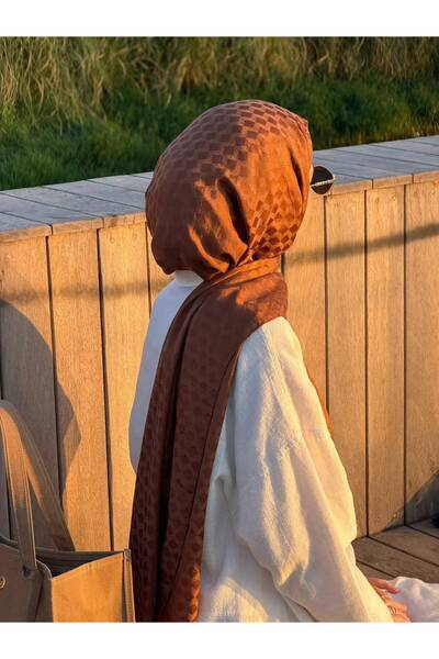 Qalortex Scarf Șal din bumbac premium jacquard - crem