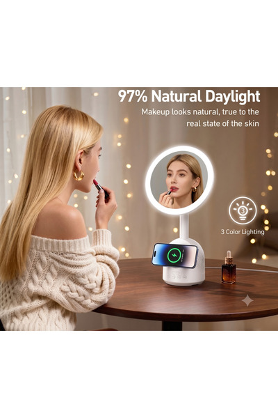 Generic REMAX 4-in-1 LED Makeup Mirror with 15W MagSafe Wireless Charger & Bl...