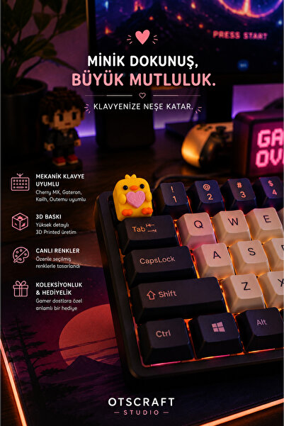 Otscraft Studio Civciv Keycap Klavye Tuşu Mekanik Klavye Uyumlu Cherry MX 3D ...