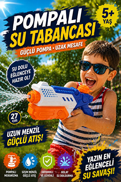 hak-iş oyuncak Pompalı Su Tabancası Mavi 27 Cm