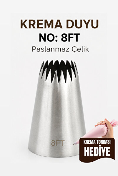 VAN VLECK Paslanmaz Çelik Krema Duyu No: 8FT Büyük Boy – Pasta, Cupcake ve Ta...