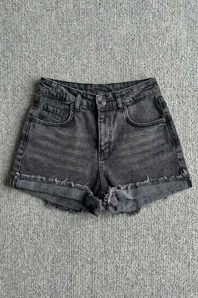 ARS Butik Folded Detail Y2K Short Denim Shorts