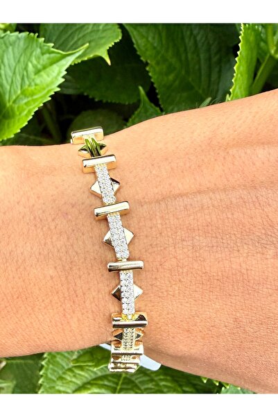Merishe Jewerly Gold Row Bone Model Zircon Stone Stainless Xuping Steel Bracelet